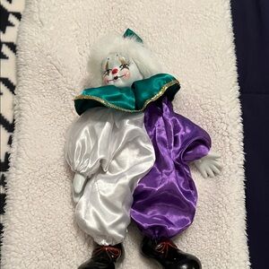 Colorful Clown Doll with Purple and White Outfit